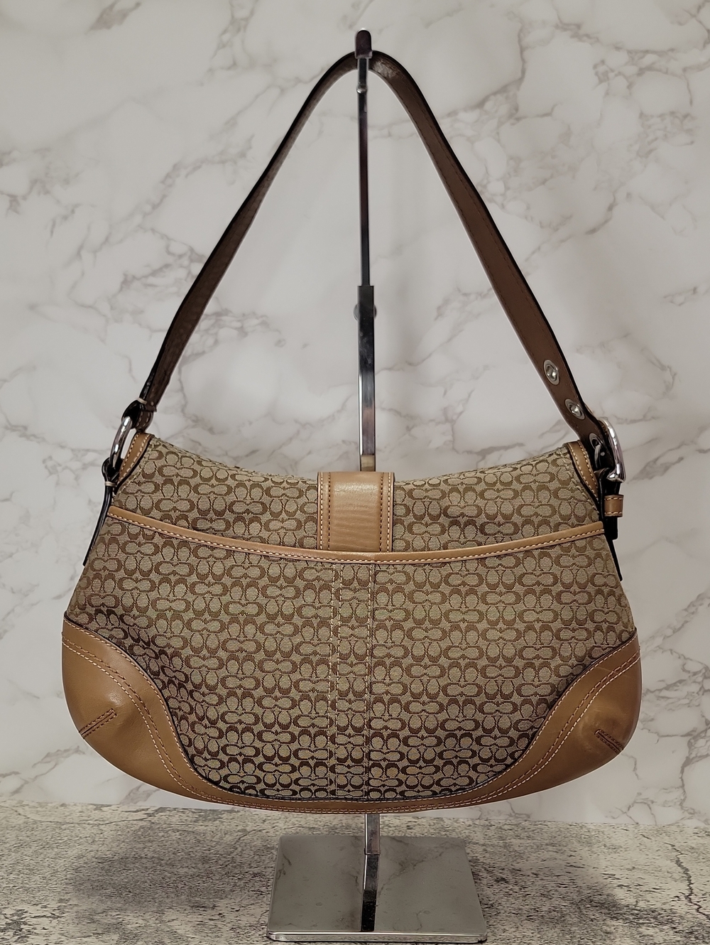Coach F10926 Brown Signature Soho Shoulder Bag Silver Hardware Y2K - Picture 12 of 14